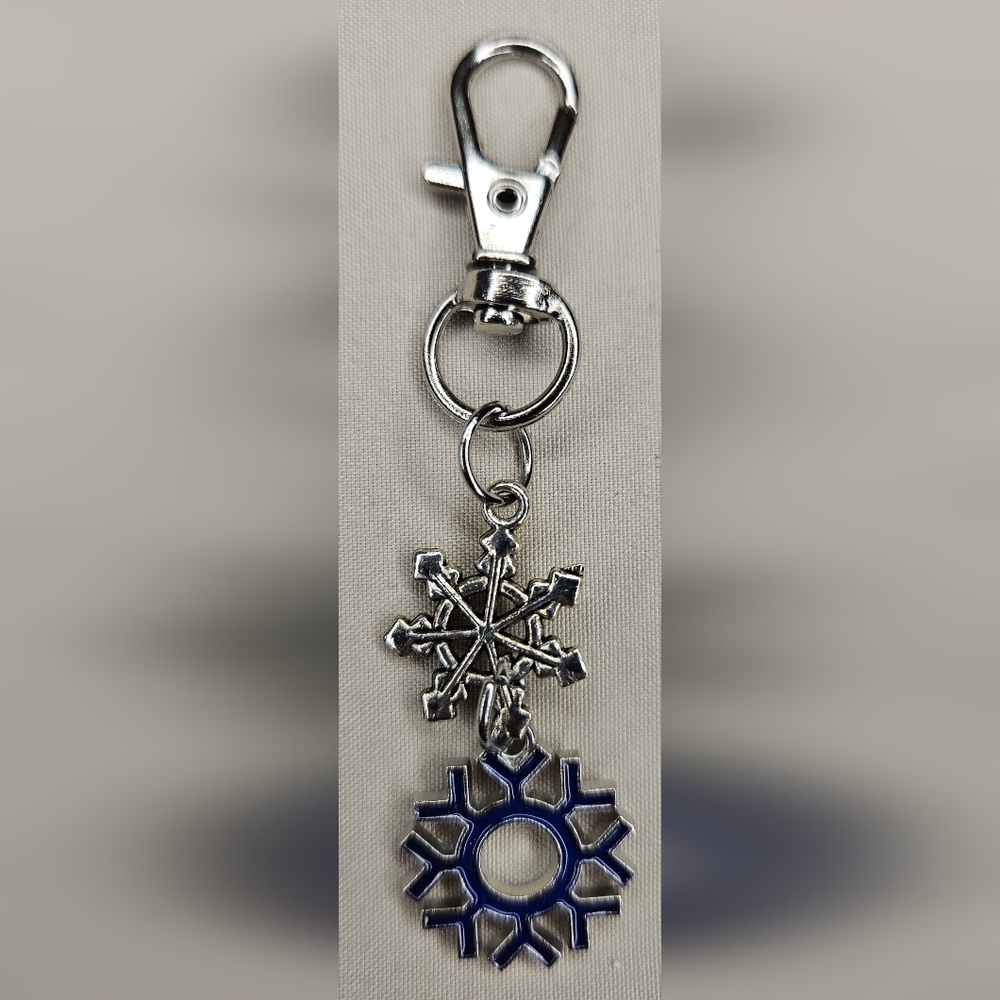 Double Snowflake Keychain/Purse Charm Handmade NEW